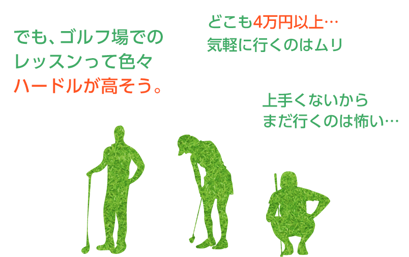 「でもラウンドレッスンって高いんでしょ？」「どこも4万円以上…気軽に行くのはムリ」「上手くないからまだ行くのは怖い…」